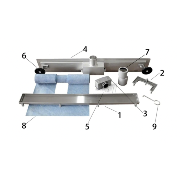 Drain with adhesive tile "Dry" (Choice of various lengths)