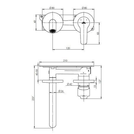 Built-in mixer RUBINETA Torino-1F