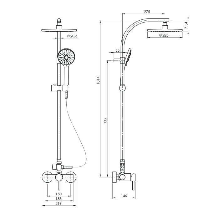 Shower column set RUBINETA Dina + Ultra-15/D