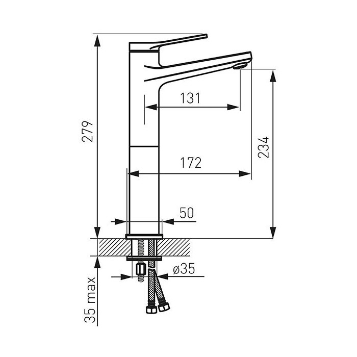 Izlietnes jaucējkrāns FERRO Stratos Black 234 mm, BSC2LBL