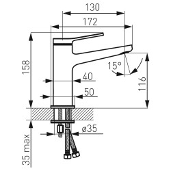 Izlietnes jaucējkrāns FERRO Stratos Black 116 mm, BSC2BL