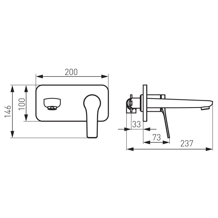 Potinkinis-sienas izlietnes maisītājs FERRO Stratos Black 180 mm, BSC3PABL