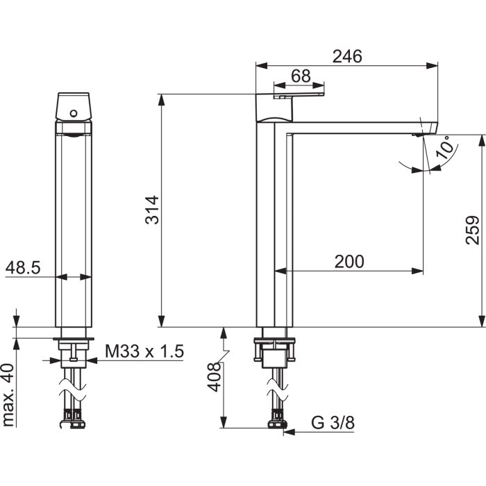 ORAS Stela faucet 259 mm, 4801F