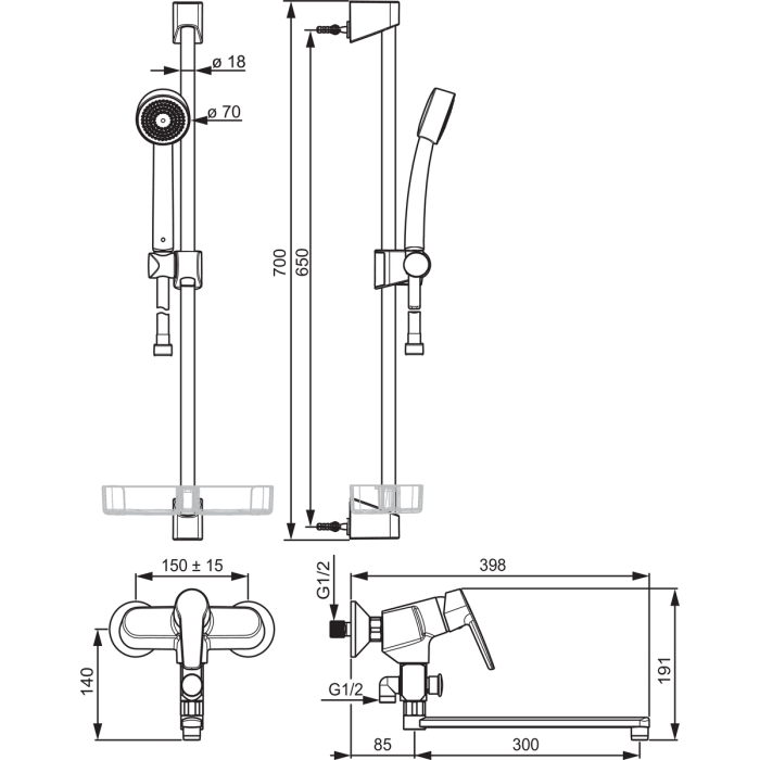 Bathroom mixer with shower stand ORAS Saga, 3945Y