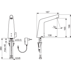 Contactless faucet ORAS Inspera, 3016FT