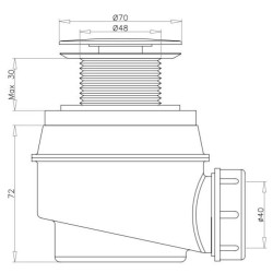 Сифон для ванной без перелива OMNIRES, WB01XBP