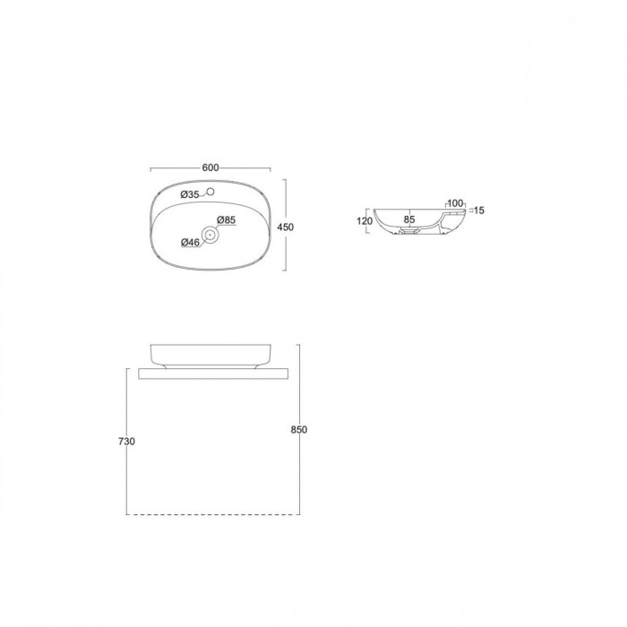 Izlietne ALICE CERAMICA Lavabo Form Ovale 60 x 45
