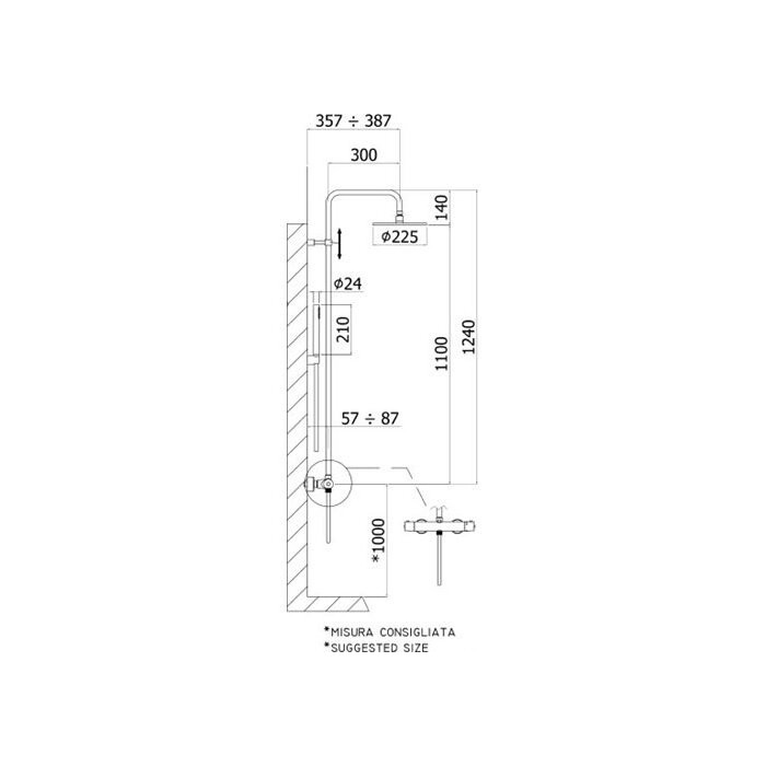 Paffoni Light overhead thermostatic shower system