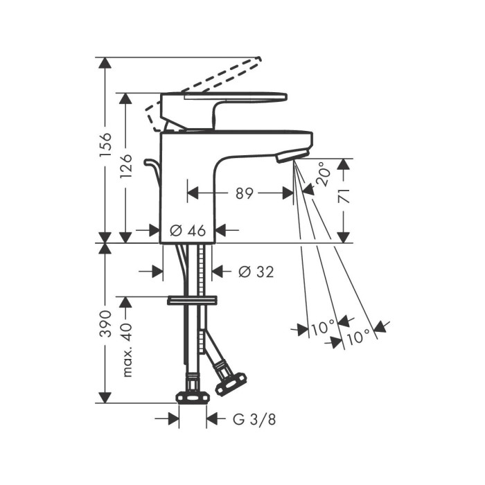 HANSGROHE Vernis Blend 70 sink mixer with bottom valve, matte black, 71550670