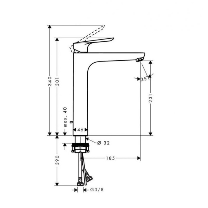 Izlietnes jaucējkrāns HANSGROHE Logis E ar 230, 71162000