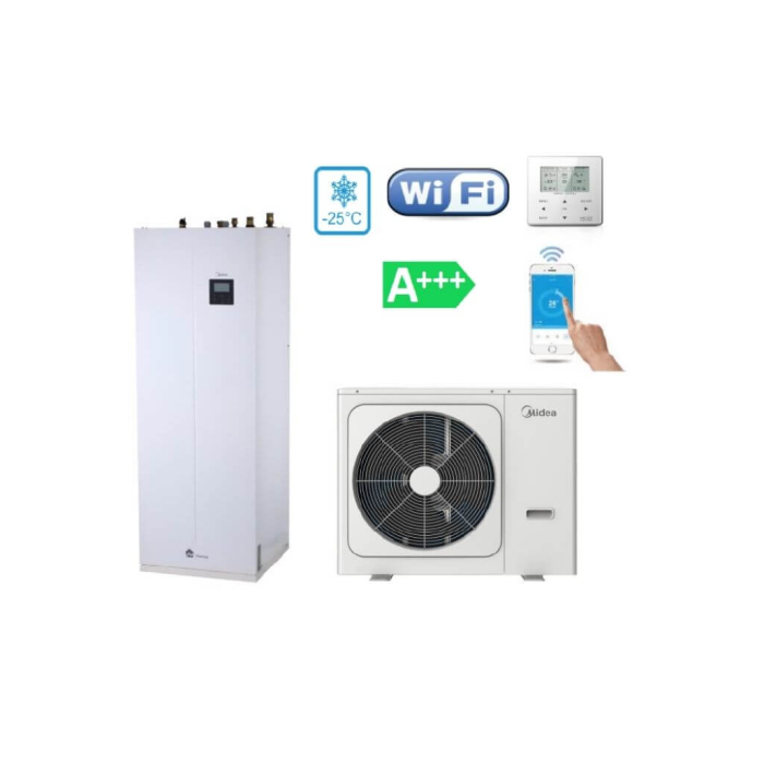 Siltuma sūknis gaiss-ūdens MIDEA M-Thermal Arctic 8 kW ar integrētu katlu