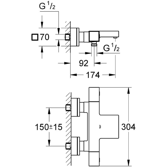 Termostatiskais dušas maisītājs GROHE Grohtherm Cube, 34497000