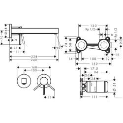 Iebūvējamais maisītājs izlietnei ar iebūvējamām daļām HANSGROHE Finoris 76050670 + 13622180