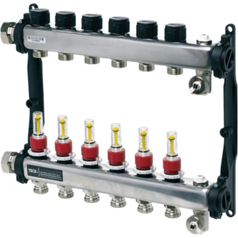 Collectors for underfloor heating and cooling